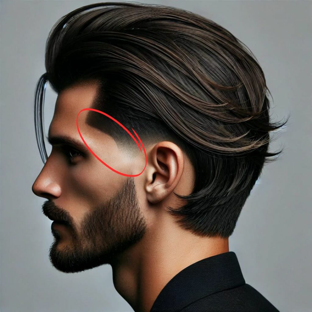 Temple Taper Fade mit langen Haaren